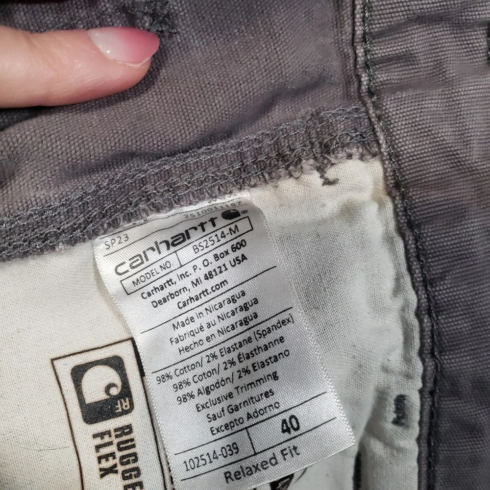 Carhartt Canvas Work Shorts Mens 40 Gray Rugged Flex Relaxed Fit BS2514-M